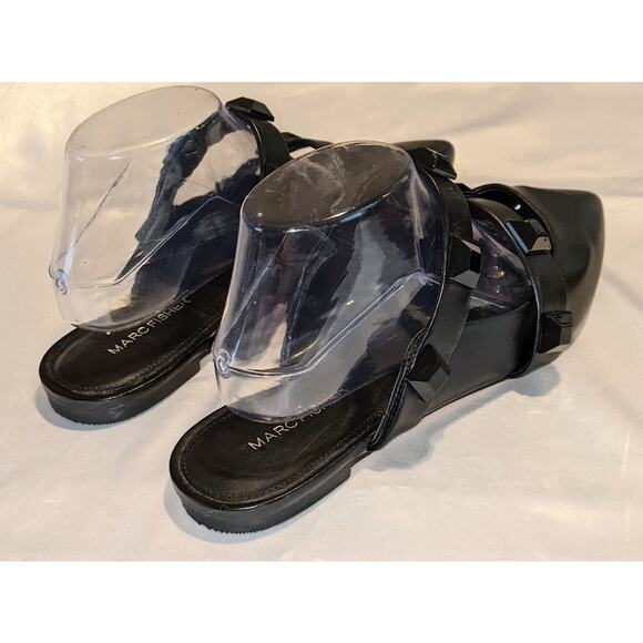 Marc Fisher Womens Searli Studded Strappy Mules Flats Black Size 10 Pointed Toe - Picture 5 of 9